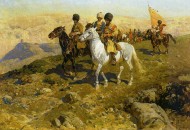 Circassians horsemen in the Caucasus