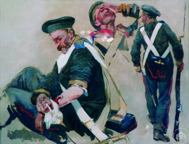 Раненый матрос и матрос с ружьем - © Севастопольский военно-исторический музей-заповедник
