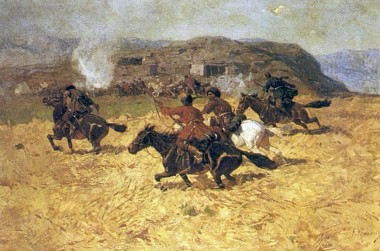 Черкесы атакуют русскую пехоту