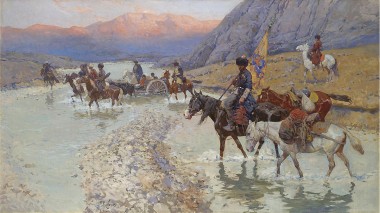 Circassians fording a river