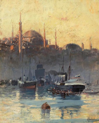 Гавань Стамбула с мечетью Сулеймание 