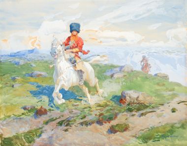 Кубанский казак на белой лошади - © Севастопольский художественный музей имени П.М. Крошицкого