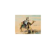 Всадники на верблюдах у водопоя